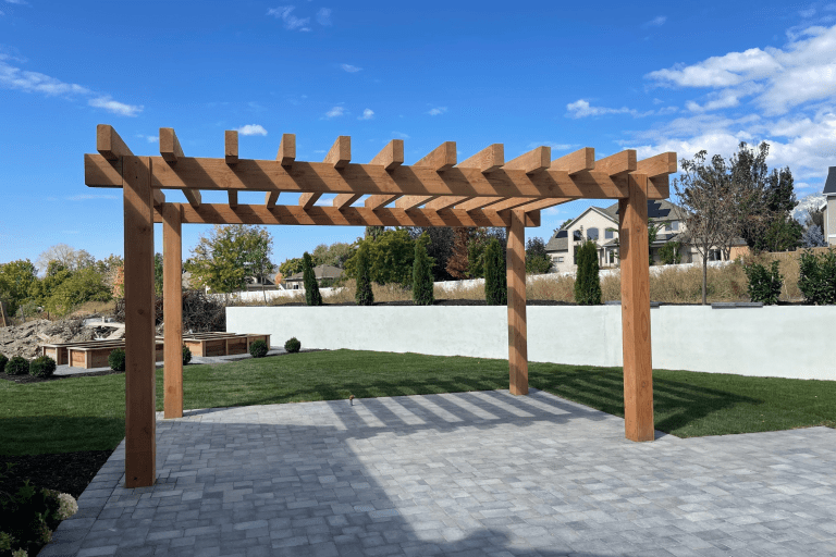 Wright Timberframe Pergola in Cedar Sunset