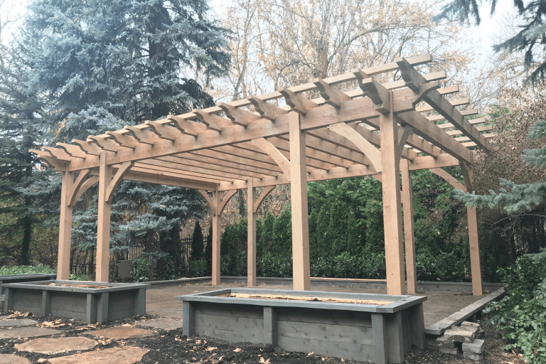 Wright Timberframe Pergola in Driftwood Beige