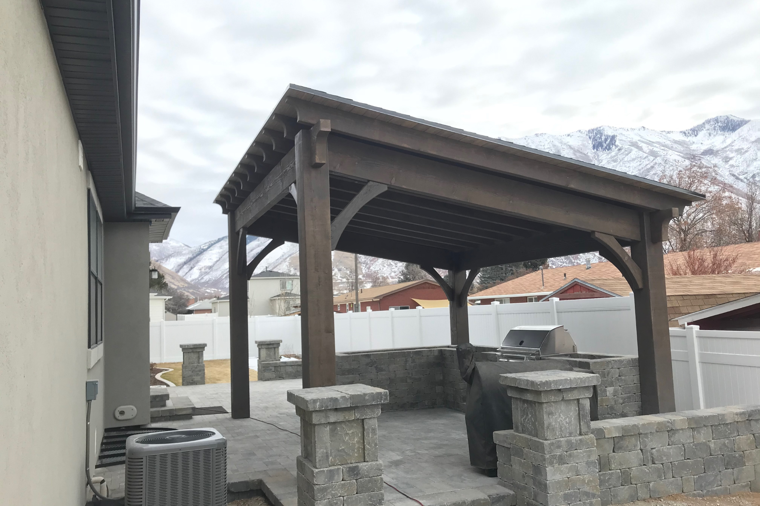 Wright Timberframe Pergola in Espresso Timber