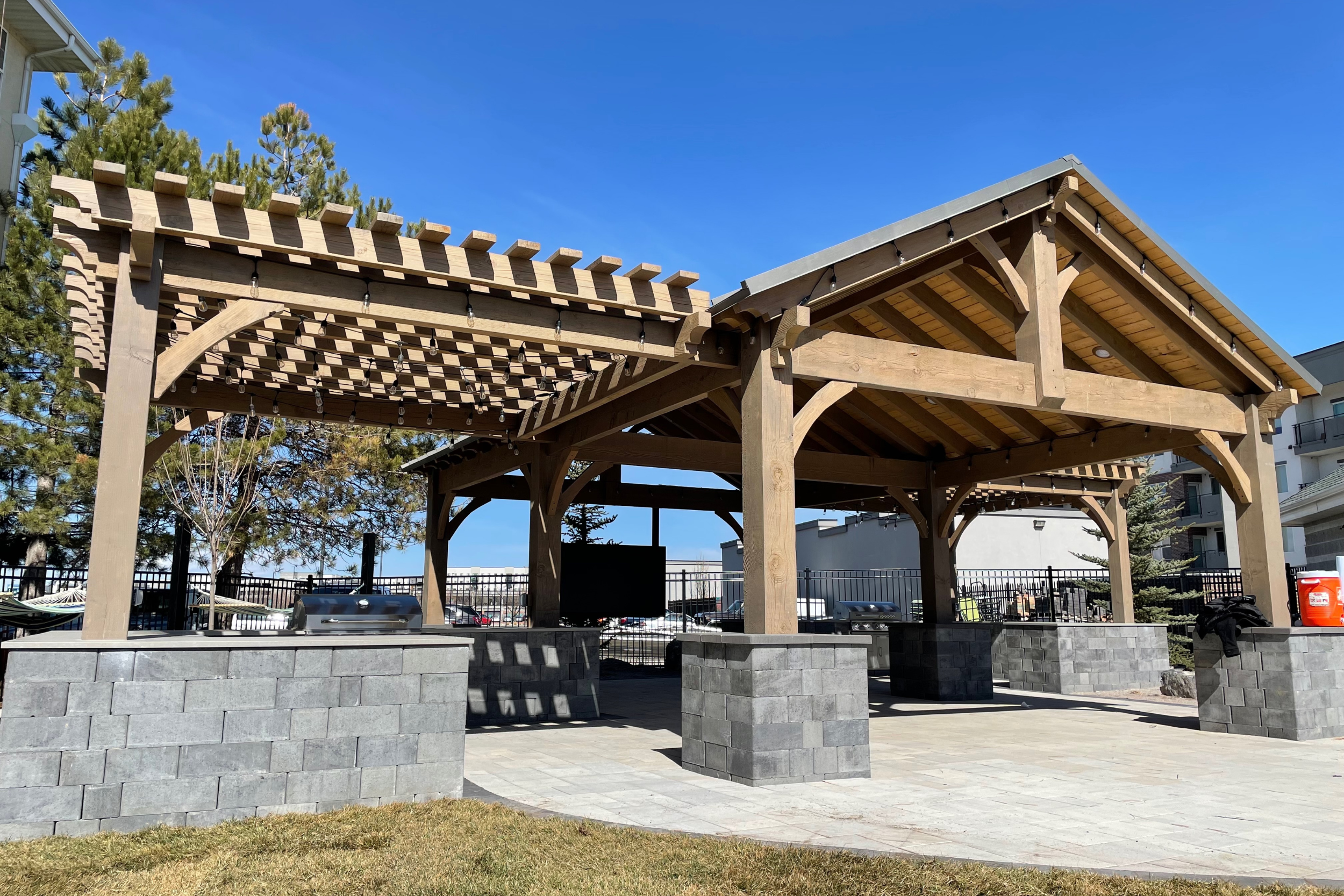 Wright Timberframe Pergola in Natural Oak