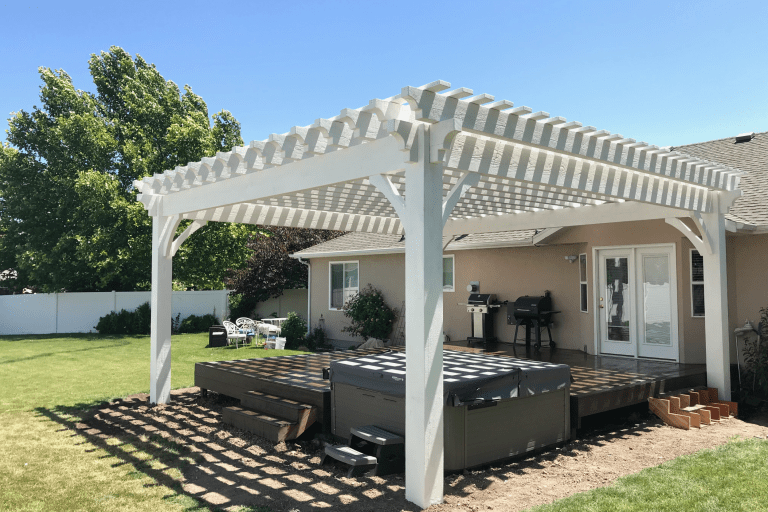 Wright Timberframe Pergola in Porch Beam White