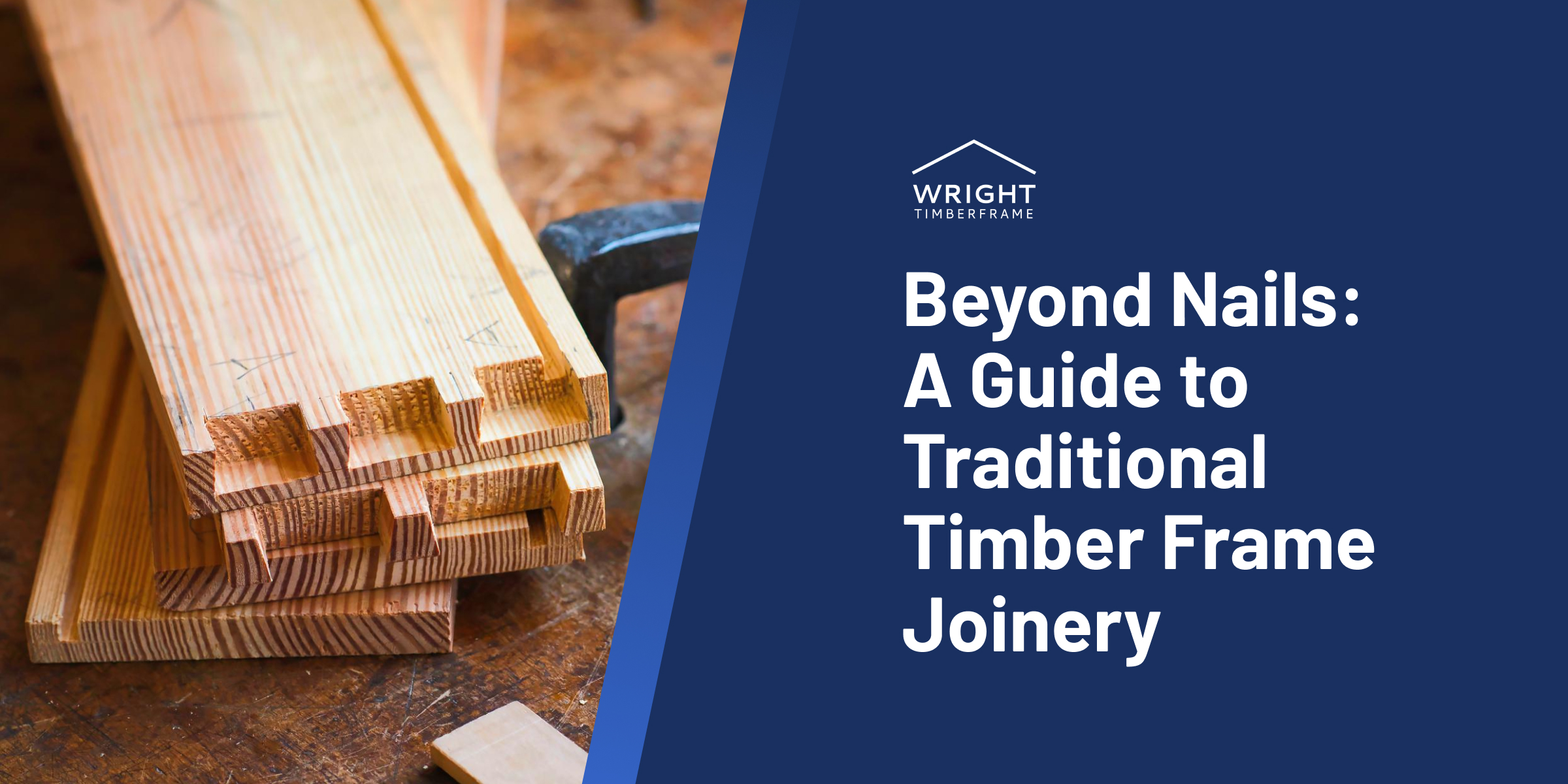 Close-up view of interlocking wooden joints used in traditional timber frame joinery, showcasing craftsmanship and precision woodworking techniques.