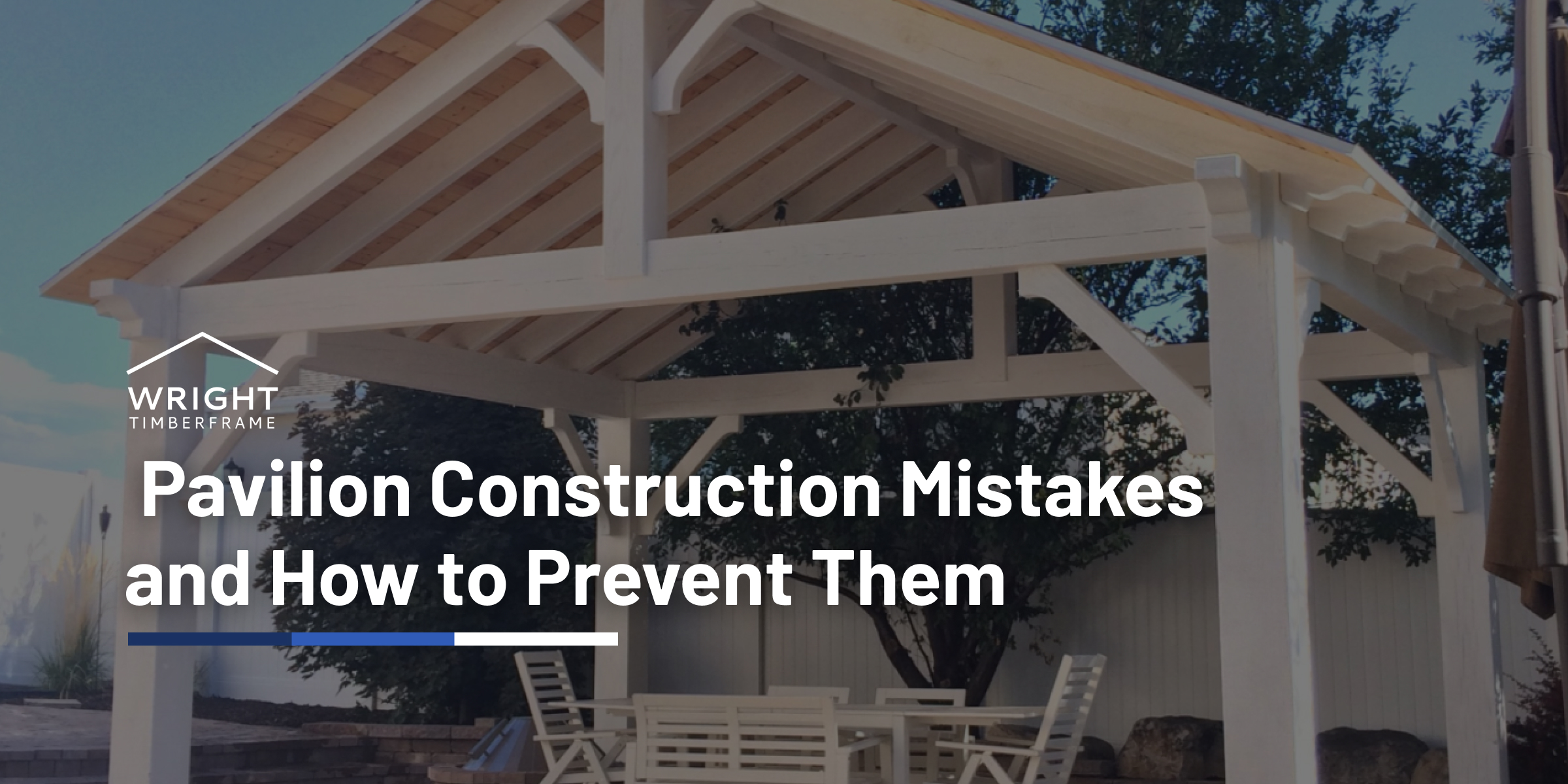 White timber pavilion with exposed beams, highlighting pavilion construction mistakes homeowners should avoid.