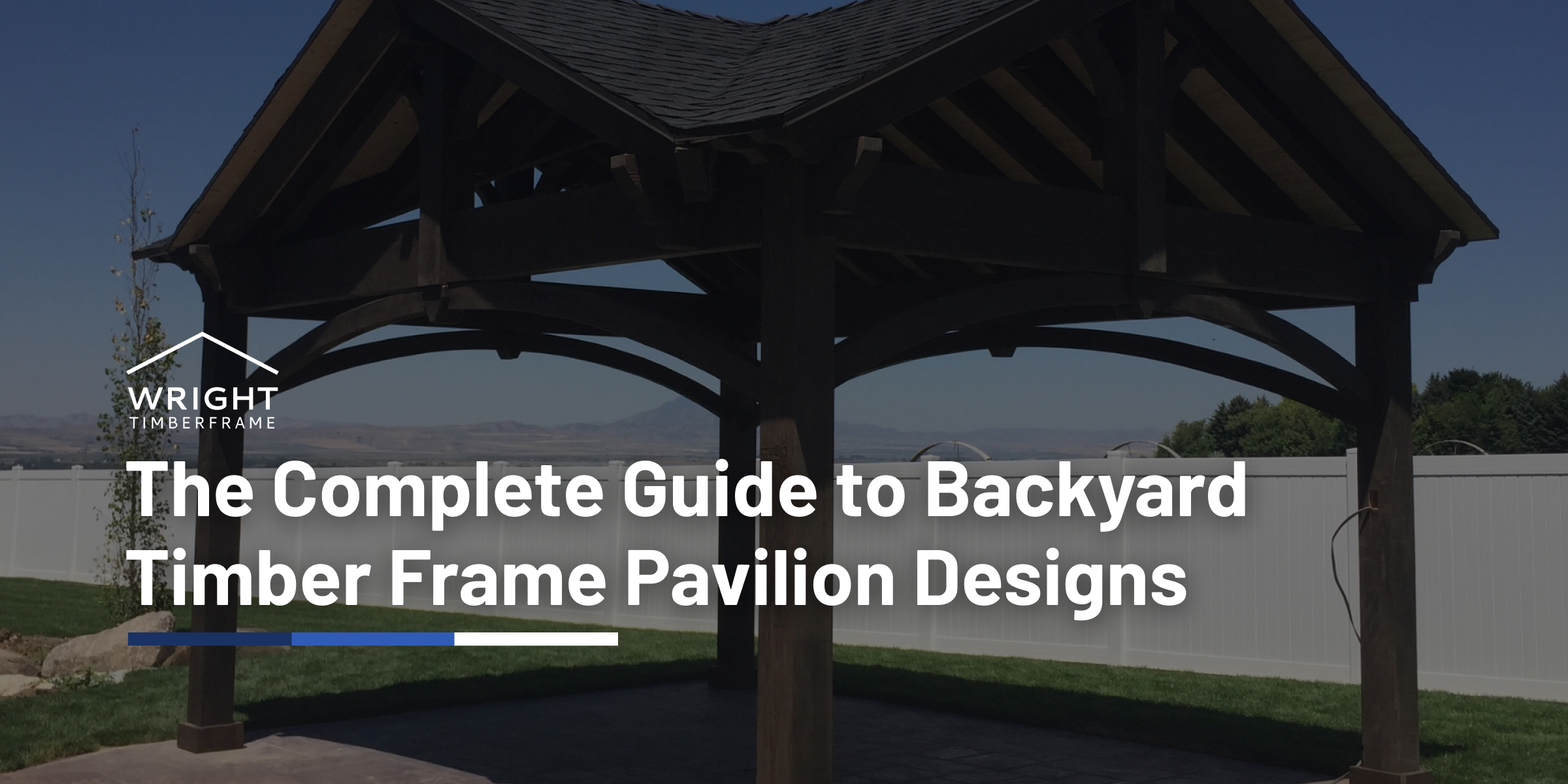Backyard timber frame pavilion with exposed beams and pitched roof, showing classic design features and outdoor structure options.