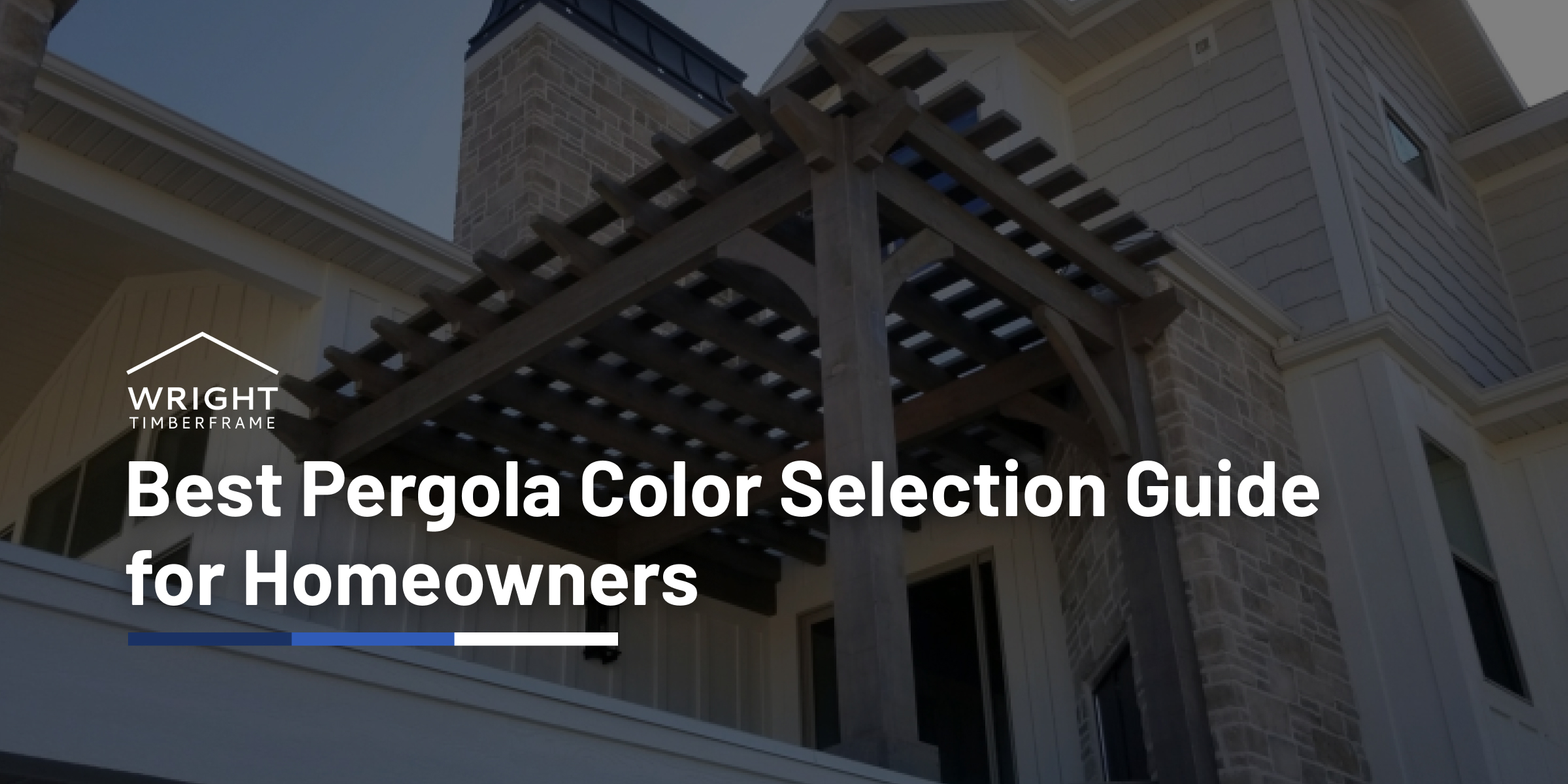 Pergola color selection guide showing timber frame pergola attached to home with wood tones and design ideas for outdoor spaces